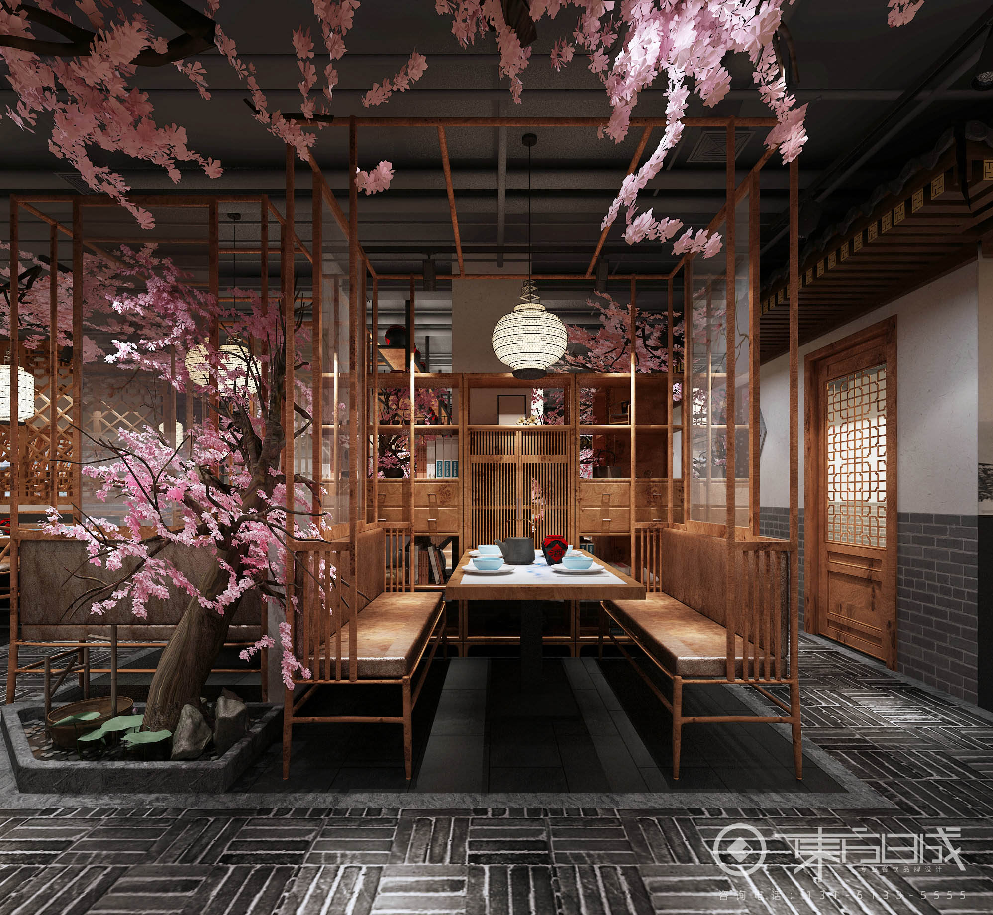 800平方桃花里主题中式餐厅效果图 - 设计案例 - 正设计